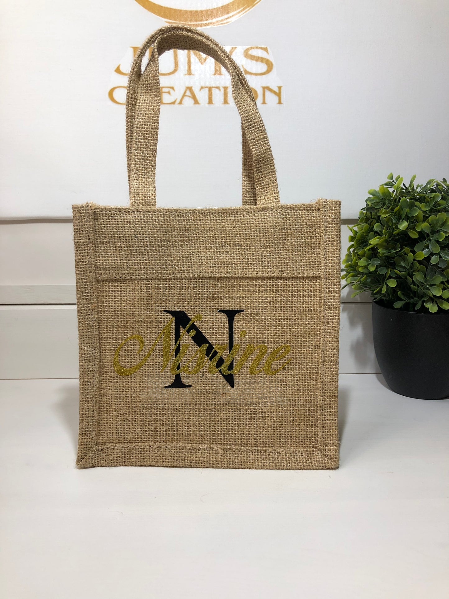 Petit sac en jute à personnalisé